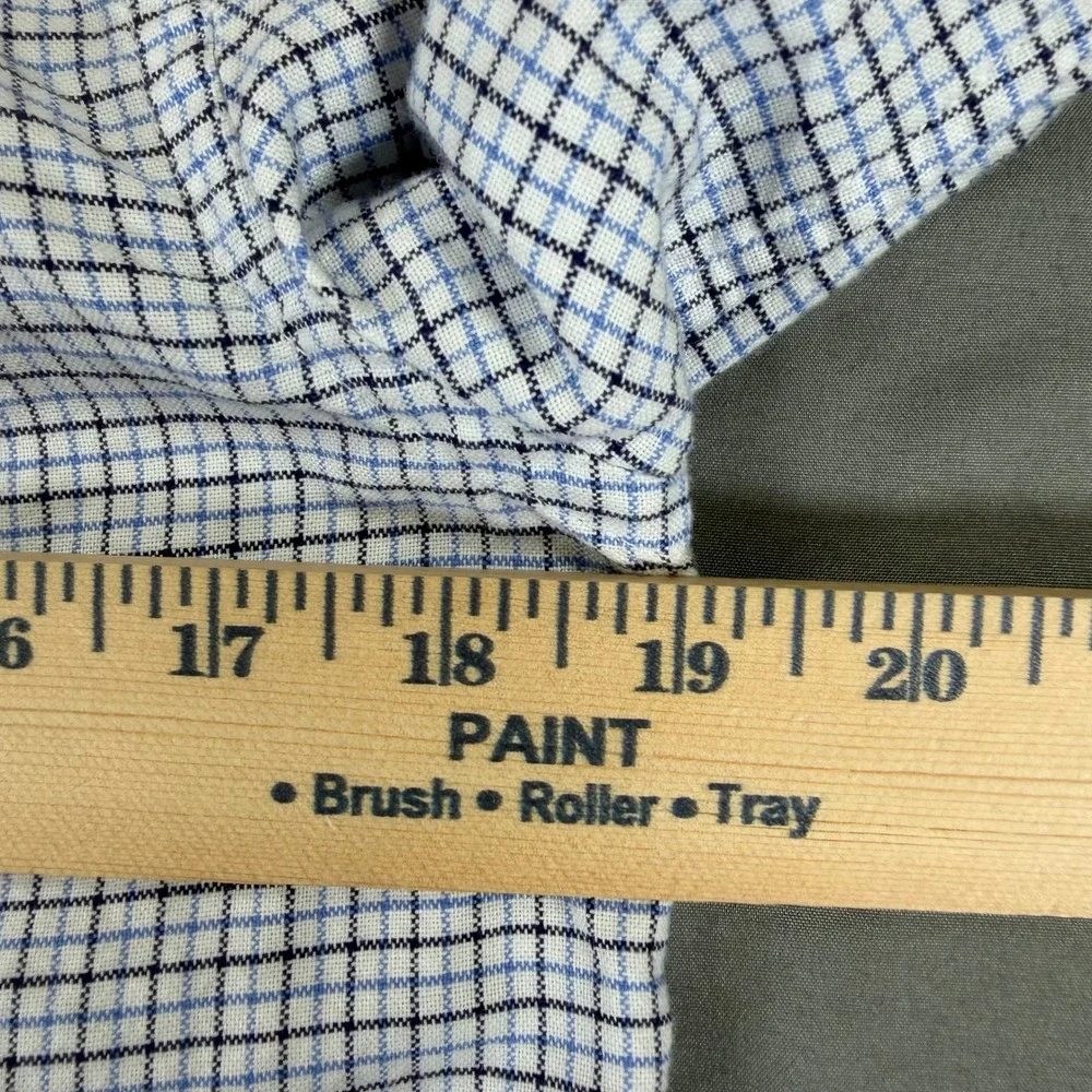 Ralph Lauren Boys L 14-16 Blue Check Button Front Long Sleeve Cotton Shirt Pony
